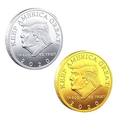 2Pcs 2020 Donald Trump Gold Coin Set, Gold & Silver Plated Collectible Coin of 45th President of The United States