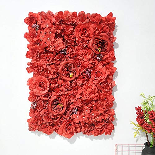 Artificial and Dried Flower 1pcs Artificial Flower Wall Wedding Background Decoration Lawn Pillar Road Lead Flower Arch White Silk Rose Hydrangea Peony - ( Color: Red; Size: 60x40cm )