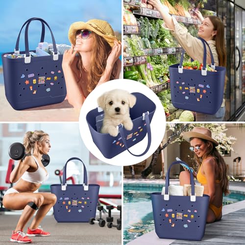 XL EVA Rubber Beach Bag, 19 x 13.7 x 9.5 inch Waterproof Tote Bag, Durable Washable Beach Tote Handbag for Travel 7