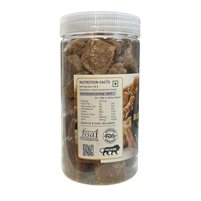 J J Crunch N Munch Pure Hing Black Stone Khada | Strong Asafoetida for Dal, Curry Tadka Kitchen Cooking | Bandhani Heeng, Kadak Heeng Tadka Natural Aromatic Spice Flavorful Dishes 200g Pack 1