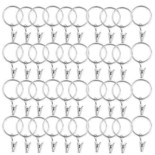 ZOENHOU Gardinenringe Mit Clips – 100 Stück, 5,1 Cm Innendurchmesser, Metall, Schwarz, Rostfrei
