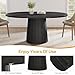 Tribesigns Oval Dining Table for 6 People, 55.11-Inch Farmhouse Kitchen Dinner Table with Cylindrical Pedestal (All Black)