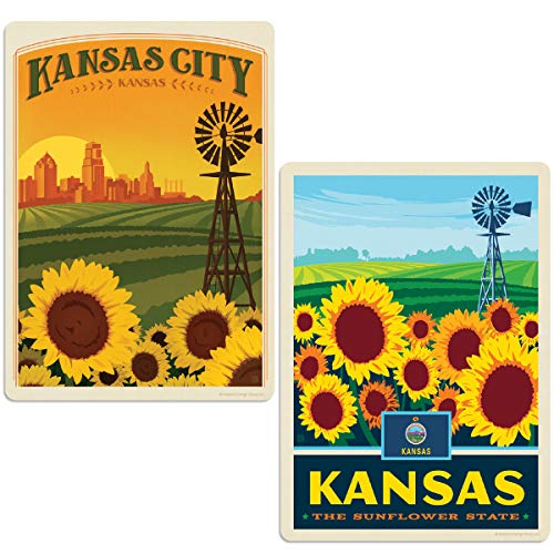 Anderson Design Group, Inc. Kansas Sunflower State Sticker Set of 2