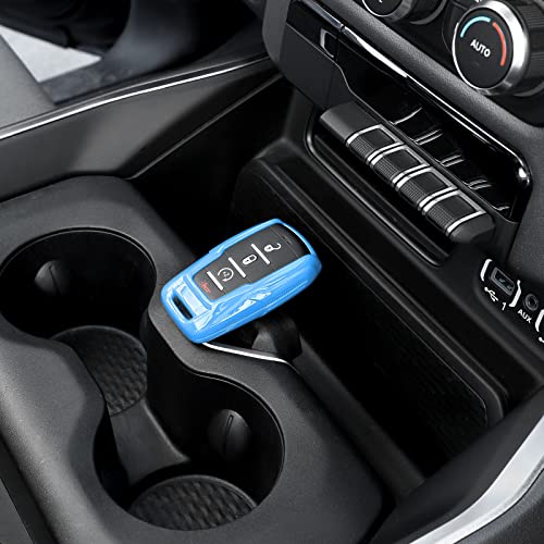 Image of RAZPOY for RAM Key Fob Cover, ABS Key Case Cover Holder Protector Compatible with for 2018-2023 Dodge RAM 1500 2500 3500, Light Blue