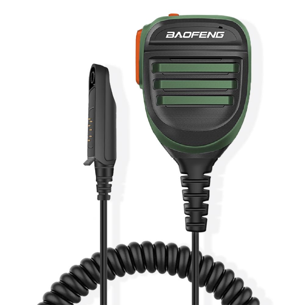 BAOFENG UV-9R Pro Microphone Speaker Handheld Mic Waterproof Upgrade of Original BF Mic for Two Way Radio Long Range Waterproof Type Green Compatible