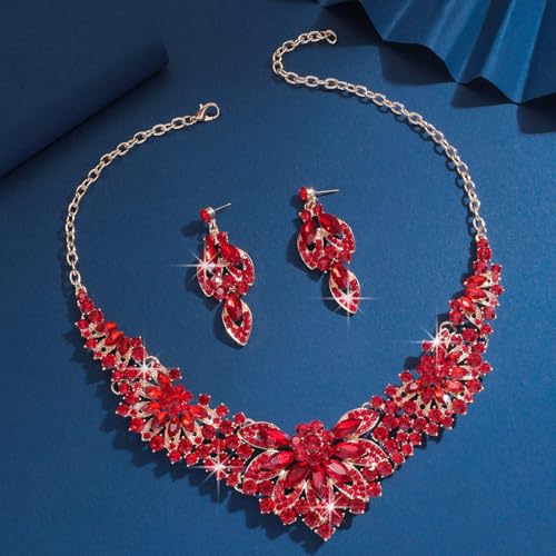 Image of Shining Diva Fashion Stylish Design Fancy Crystal Necklace Jewellery Set for Women | Trendy Celebrity Inspired Jewellery