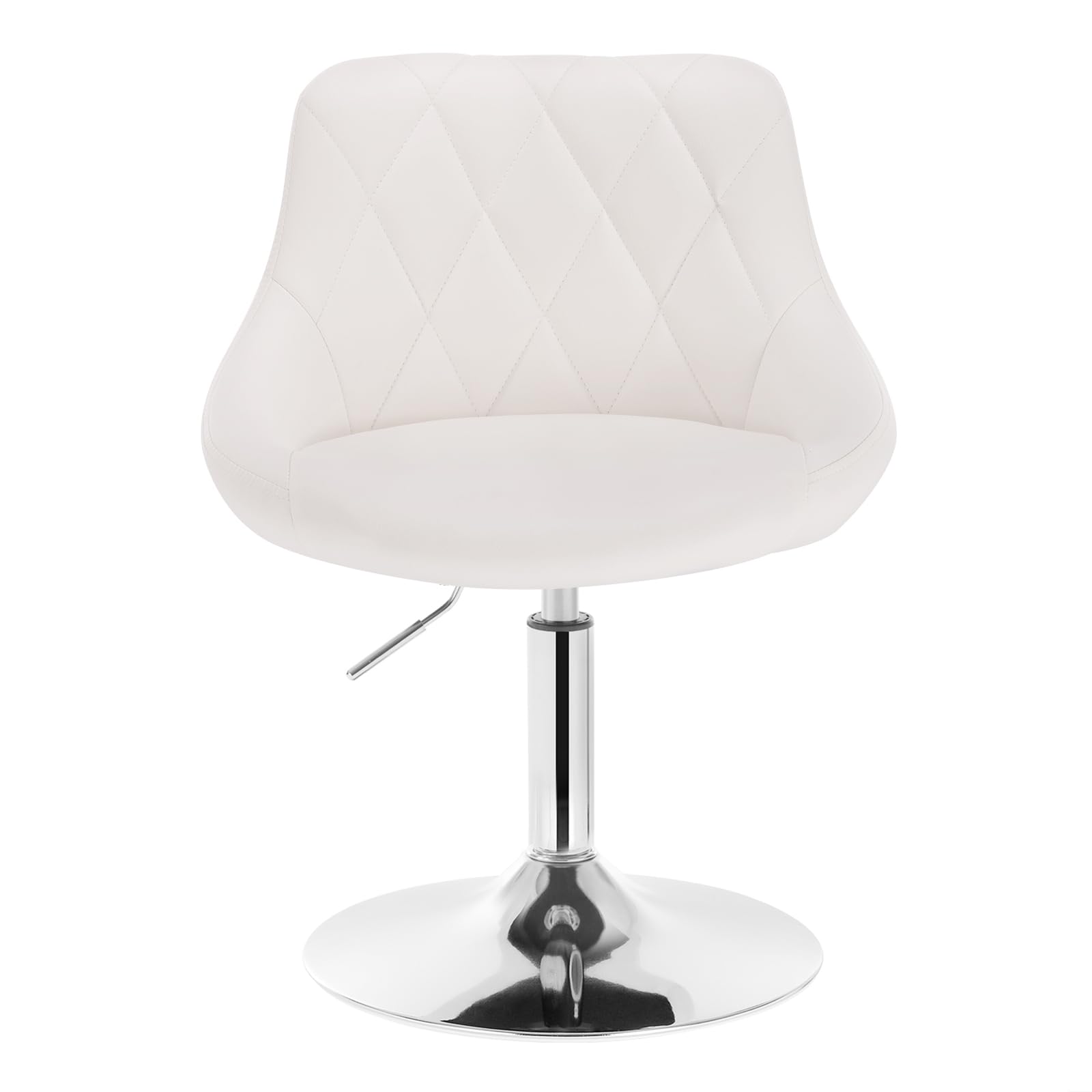 WOLTU Schminktisch Stuhl Hocker, Bequemer Schminkstuhl aus Kunstleder mit Lehne, Höhenverstellbar, 360° Drehbar, für Schlafzimmer, Esszimmer, Küche, Weiß, BH241ws-1