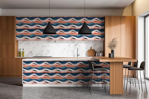 Pegatinas mate para muebles y paredes con diseño de ondas abstractas autoadhesivas 100x50cm 7