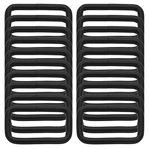 BIKICOCO 3.2 x 1.5 cm Boucle Rectangle Anneau Rectangulaire en Métal, pour sangle de sac, ceinture, Non soudé, noir - 20 pièces