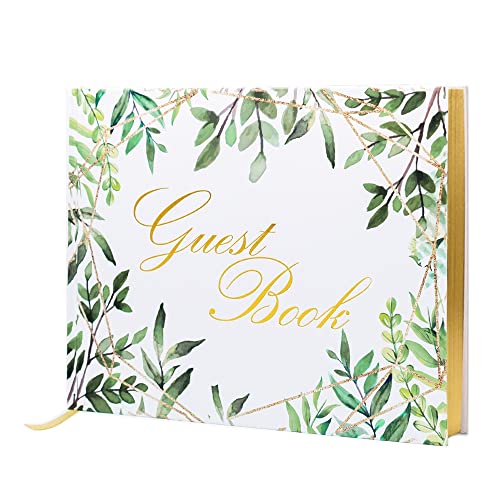 Uplumpyspace Wedding Guest Book, Guest Book Wedding Reception For Sign In, Wedding Guest Book Alternative 7" X 9" (Greenery And Gold Foil Design) #TOP8