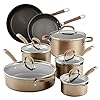 Circulon Circulon Premier Professional Hard Anodized Nonstick Cookware Induction Pots and Pans Set, 12 Piece, Bronze