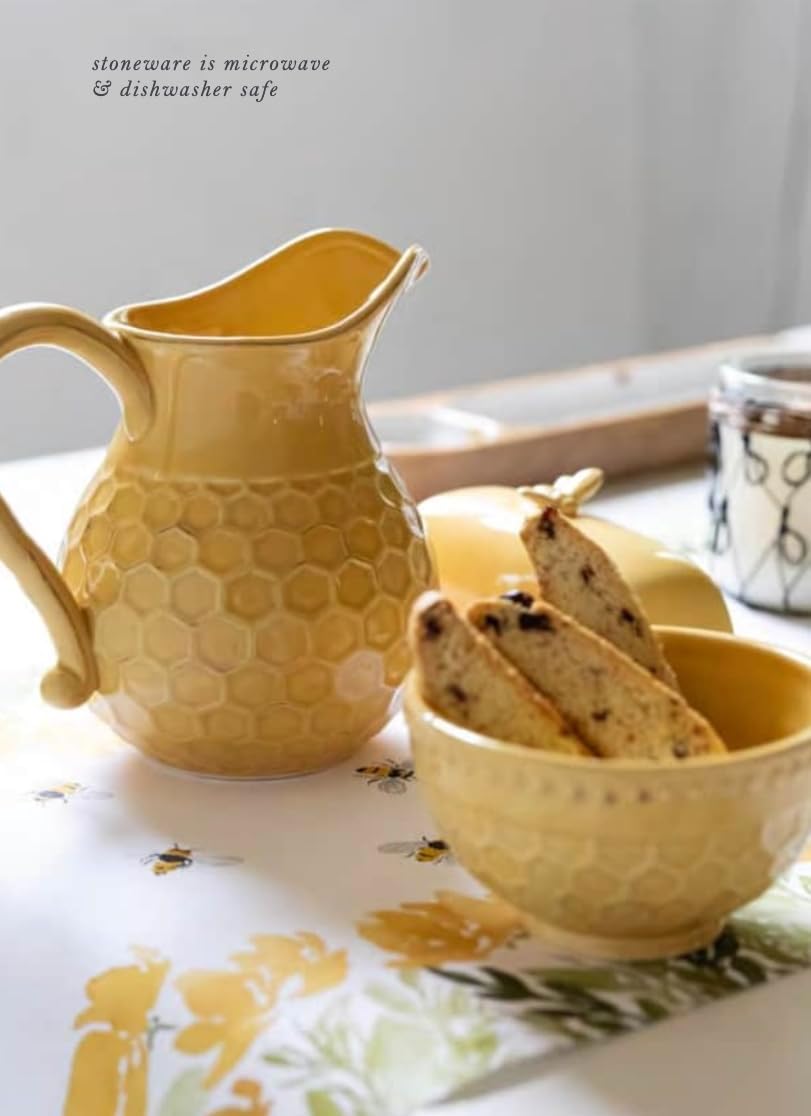 Boston International Embossed Stoneware Cereal/Small Serving Bowl, 5.5 x 3-Inches, Honeycomb