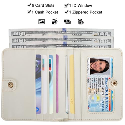Image of Itslife Women's Rfid Blocking Small Compact Bifold Leather Pocket Wallet Ladies Mini Purse with id Window (Waxed Cream)
