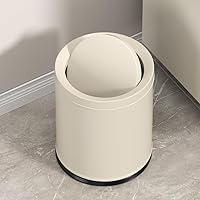 Vista 9 de Cubo de basura de metal blanco de 2.4 galones, doble capa con capa interior, pequeño cubo de basura para baño con tapa de relleno para dormitorio