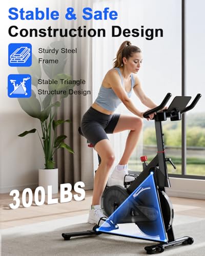 Image of Superun Exercise Bike, Stationary Bikes for Home Gym with 32-Level Magnetic Resistance, 300LBS Capacity Indoor Cycling Bike with Comfortable Seat, LED Display