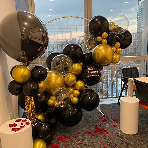 Image of 100pcs Metallic Gold Balloons Different Sizes 18 inch +12 inch +10 inch +5 inch Chrome Gold Balloon Gold Latex Balloons for Halloween Christmas Thanksgiving Birthday Party Graduation Baby Shower
