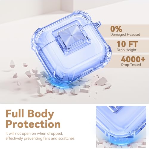 Image of for Airpods 4 Case with Safety Lock,Clear Case Soft TPU Shock-Proof Protective Cover with Cute Bling Keychain and Cleaner kit for Women Girls-Clear Blue