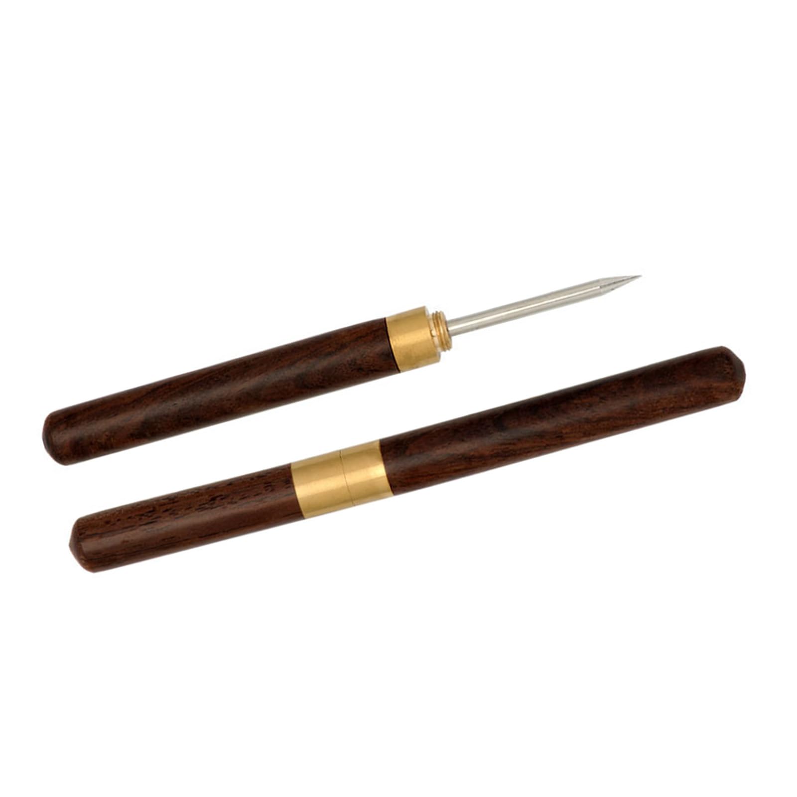 Maxtonser Leather Punching Awl Tool with Wood Handle Protective Lid Leather Punching Awl Tool For Leather Sewing Crafting Project