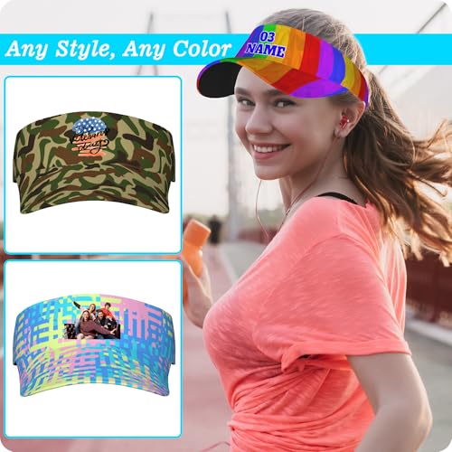 Image of Custom Visor Hat for Men Women Personalized Design Your Own Text Logo Adjustable Sport Baseball Cap