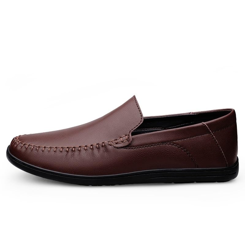 Men's Loafers Shoes Round Toe Solid Color Vegan Leather Loafer Shoes Lightweight Comfortable Resistant Classic Slip On