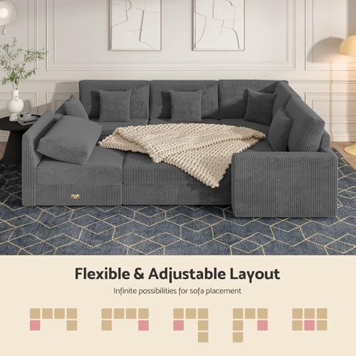 smilesun 146" Modular Sectional Sofa, 6-Piece U-Shaped Couch with Ottoman - image 5