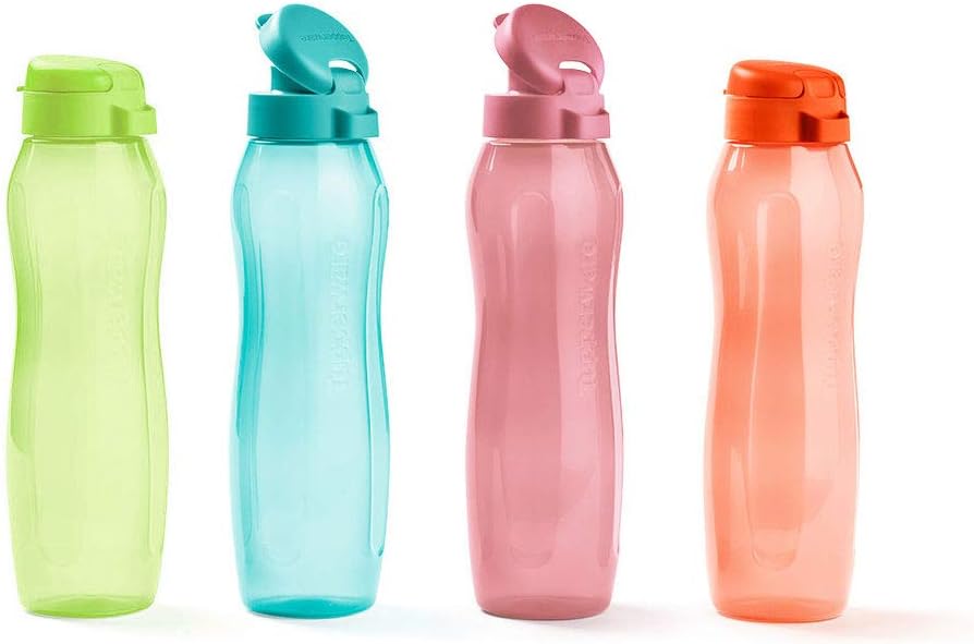 Tupperware Eco Gen Flip Top Water Bottle 500ml Set of 4