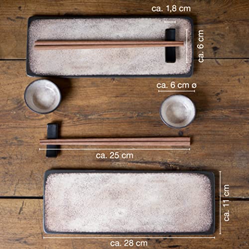 Moritz & Moritz Set di stoviglie da sushi per 2 persone - 10 pezzi - Servizio da sushi con 2x piatti da sushi, ciotole per salse e bacchette - immagine 5