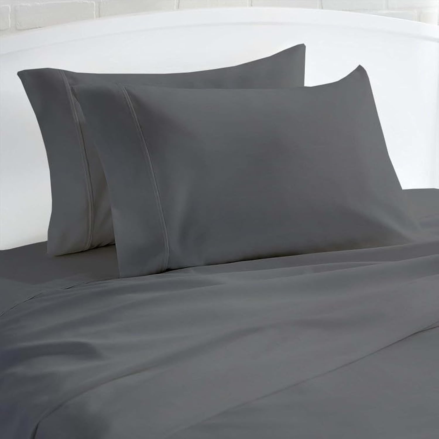 Egyptian Cotton Pillow Covers - Set of 2 Dark Grey -16