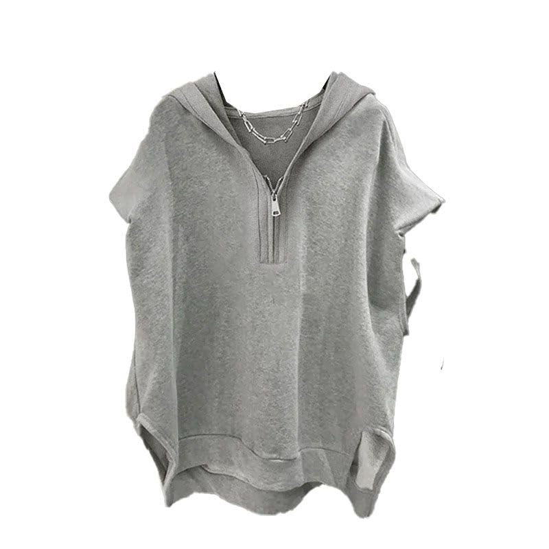 Chaleco con capucha para hombre con cierre de cremallera gris urbano