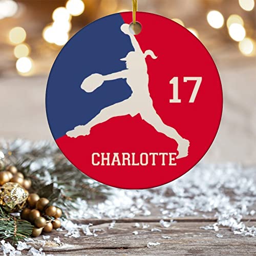 Louis Girls Womens Softball Pitcher Silhouette Christmas Ornament Team Colors Customized #TOP4