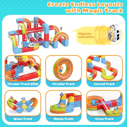 141 PCS klick Rail Electric Train Set withRacer 3D Train, Cube Track & Anti-Gravity Car, STEM Educational Toy forKids (Ages 3-8), Flexible Race Track forBoys & Girls - image 5