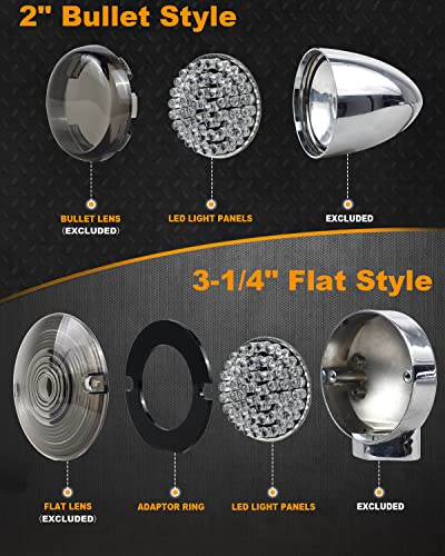 Image of NTHREEAUTO 1157 Front Rear LED Turn Signals for Harley Dyna Softail Touring | Front white DRL + amber turn, rear red running /turn, fits 2in bullet+3-1 /4in flat, for Harley Sportster Road King Iron 883