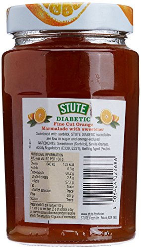 Image of Stute Fine Cut Orange Marmalade 430g | No Sugar Added | 90% Less Sugar & 30% Less Calories | Diabetic Friendly | Imported from UK