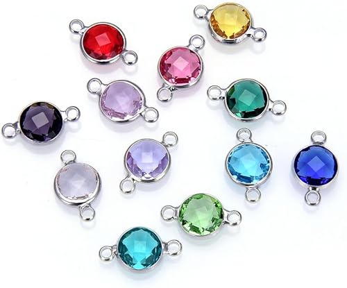 Miniatura 2 de 20 unidades de eslabones de conector de piedra natal transparente de abril de grado A de Adabele de 0.236 in (0.24 pulgadas), cuentas redondas de