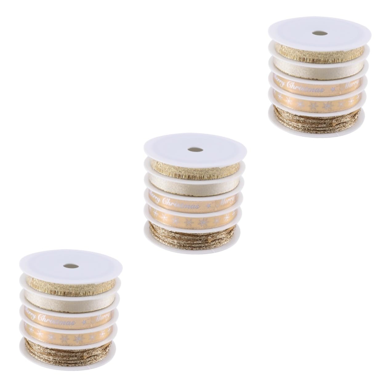 ABOOFAN 3 Sets Elegantes 25 M Langes Weihnachtsband Dekoratives Band Goldfarben Festliche Dekoration Zum Verpacken Von Partygeschenken 5 Rollen * 3
