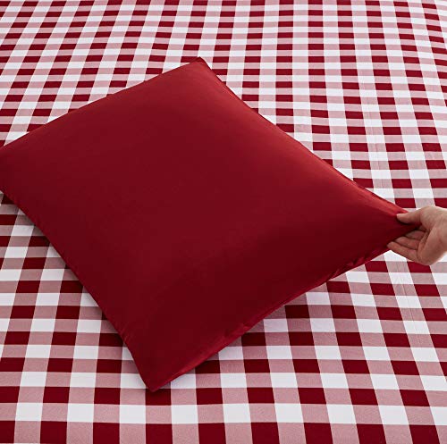 Nestl Printed Full Sheet Set - 6 Piece Soft Deep Pocket Bed Sheets - 1 Fitted Sheet, 1 Flat Sheet, 2 Pillowcases And 2 Pillow Shams - Shrinkage And Fade Resistant (Full, Checker Red) #TOP4