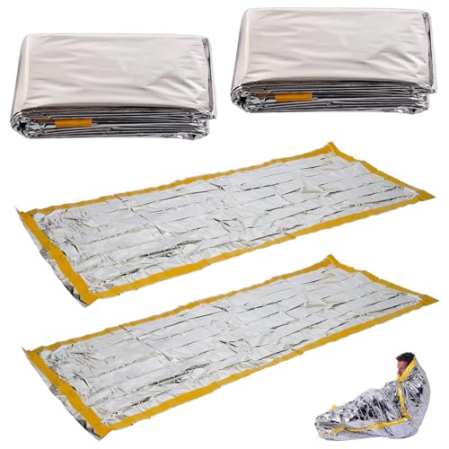 CSVZKIAY 4 Piezas Saco De Dormir De Emergencia con Película Aislada - Manta Termica Sleeping Bag...