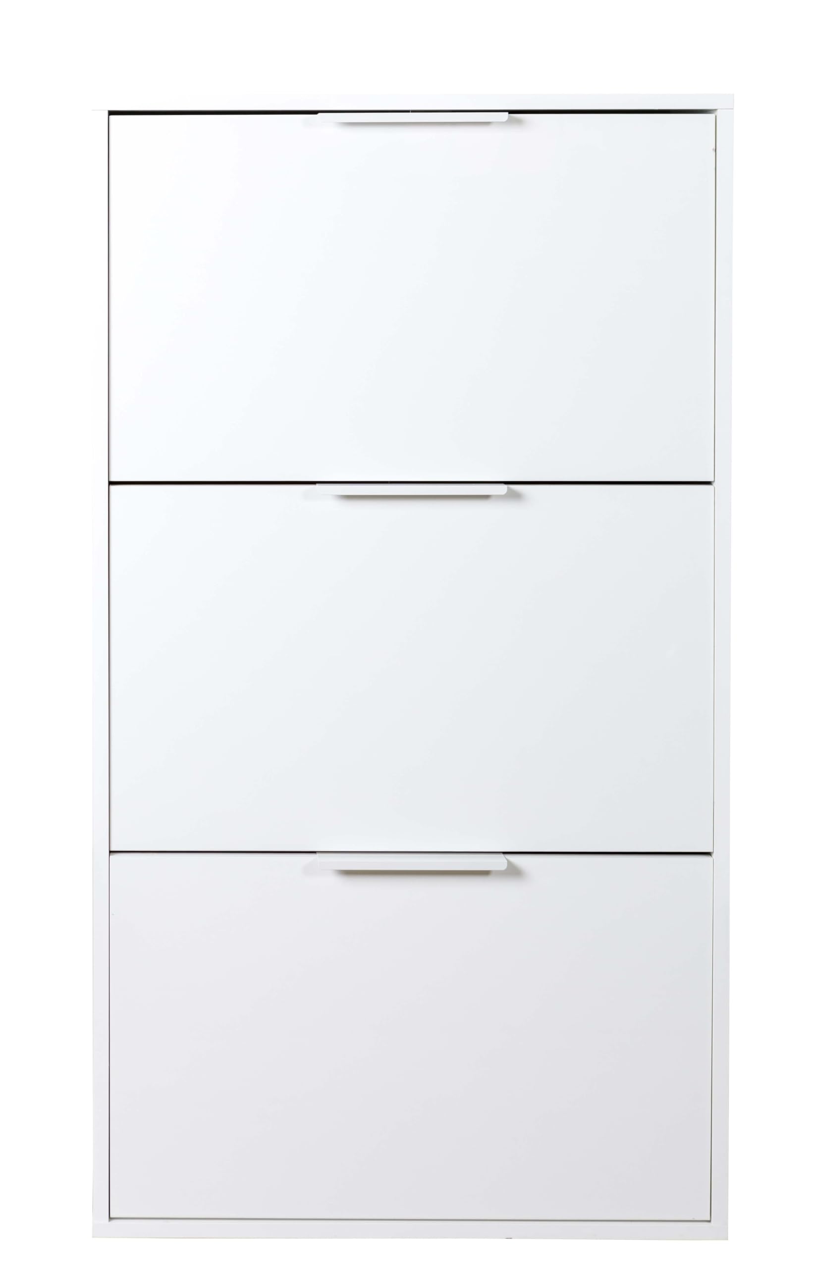 Composad | Scarpiera Slim della Linea ESPRESSO con 3 Ribalte, Scarpiera Salvaspazio, per Ingresso, Ripostiglio, Portascarpe, (LxAxP) 65x105,5x15 cm, Colore Bianco laccato, Made in Italy