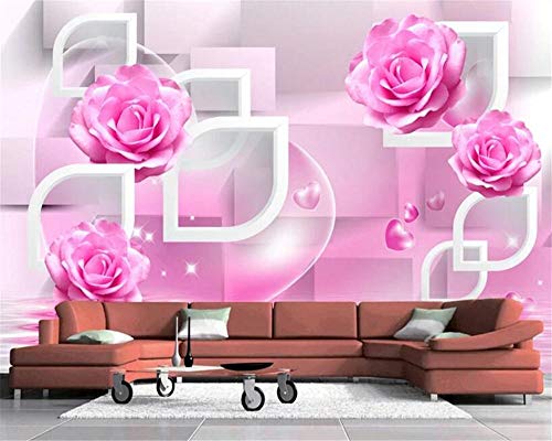 Innendekoration papel de parede Tapete Stereoskopische 3D-Wandbild Wasser Rose TV Hintergrund Tapeten Wohnkultur - 200x140cm/79"x 55
