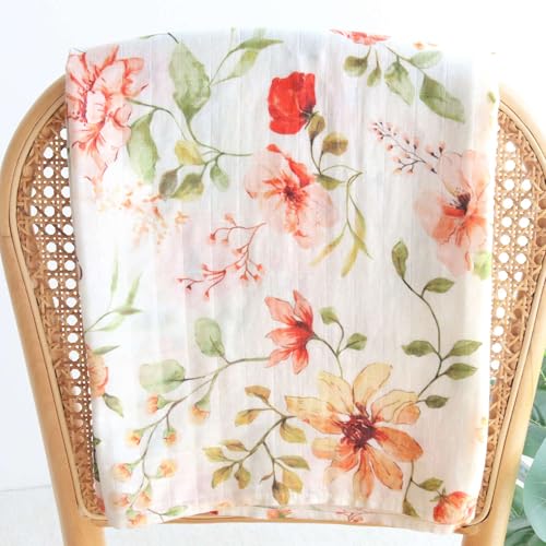 Image of LifeTree Baby Muslin Swaddle Blankets for Boys & Girls, Newborn Swaddle Set with Matching Headband Bow, Infant Blanket Wrap, 47 x 47 inches, Butterfly Floral, 70% Viscose from Bamboo and 30% Cotton