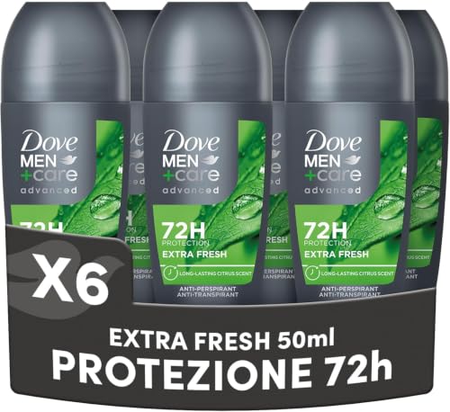 Dove Men+Care Deodorante Roll On Advanced Care Extra Fresh, Uomo, 6x50ml