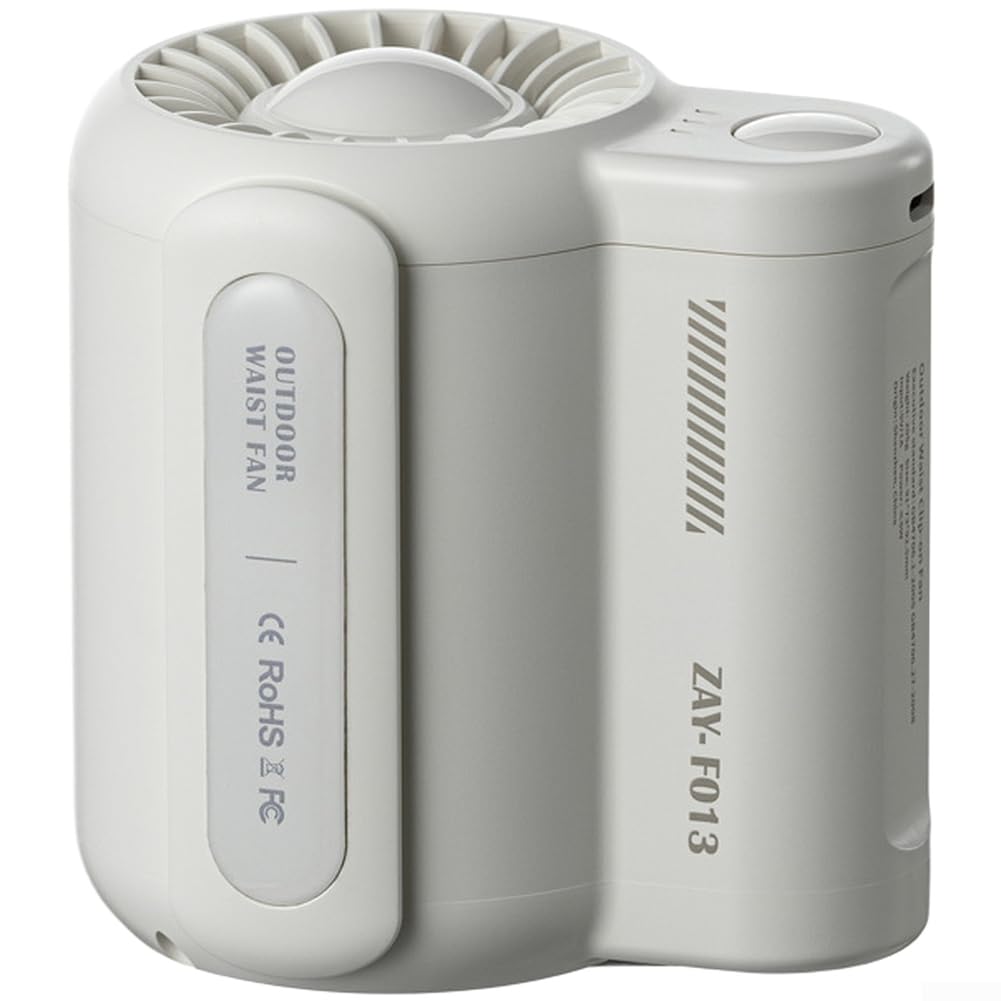 Ventilateur de ceinture USB 4500 mAh silencieux 36 dB portable (blanc)
