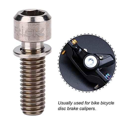 Titanium Bolts M6x18mm 4Pcs Mountain Bicycle Bike Disc Brake Clamp Bolt Fixed Screw with Gasket (M6x18 Titanium)