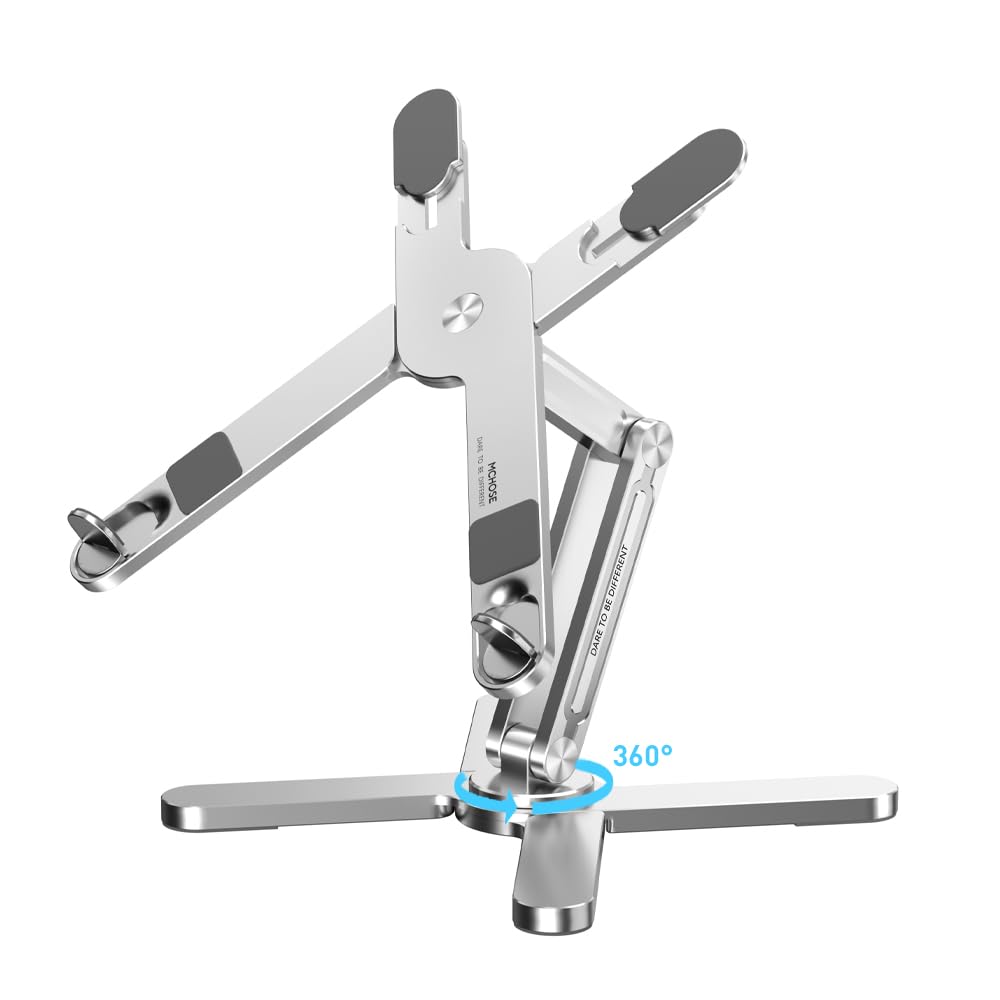 X-förmiger Laptop Ständer für Schreibtisch mit 360° drehbarem Basis,klappbarer Computerhalter mit höhenverstellbarer,Aluminium Laptop Riser kompatibel für Ipad,MacBook11-16''