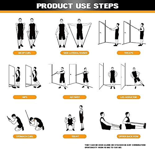 Image of DADLM Resistance Bands Set for Exercise, Stretching and Workout Toning Tube Kit with Foam Handles, Door Anchor, Ankle Strap and Carrying Bag Set of 11 in 1 for Men,Women