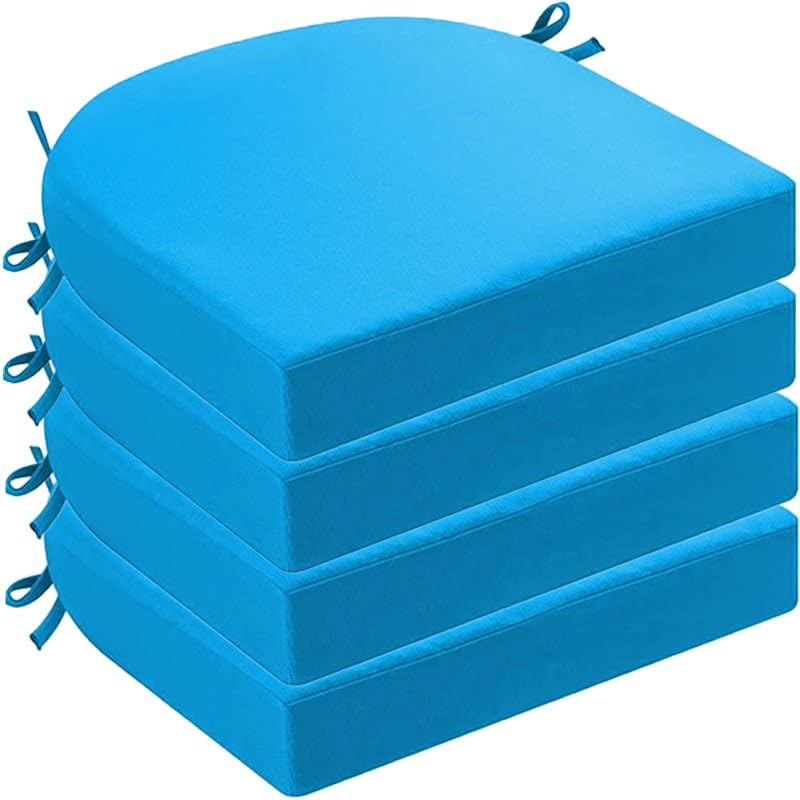 DOGACA Outdoor Chair Cushions Set of 2 4 6, Waterproof U-Shaped Seat Cushion with Ties & Zipper, Removable Washable Patio Chair Pads for Garden, Patio, Camp(12,4pcs: 43 * 40 * 8cm)
