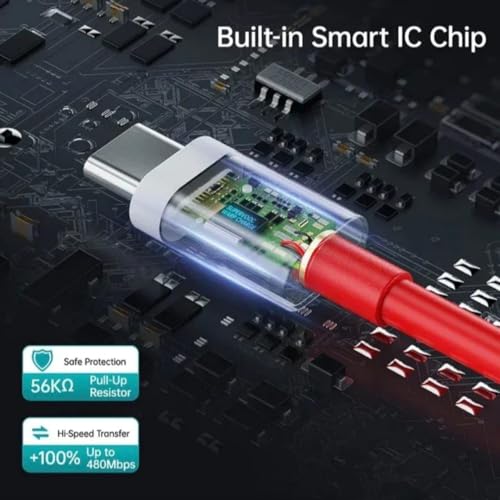Image of Alitayee 65W Charger Cable USB to Type C Warp Charger SuperVooc /Dash Super Charge Cable Compatible for Oneplus 11,11R,10Pro,10R,10T,9RT,9R,8R,8T Cable for 6 /6T /7 /7T,Ce2-1 Meter, Red By Marchpower.