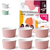 Happy Lemuro Souffle Förmchen, 6 Stück je 180ml, Designer Creme Brulee Schälchen backofenfest | Pastetenförmchen | kleine Auflaufförmchen | Souffléförmchen (rosa)