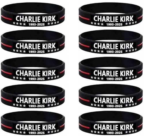 10 Pack Charlie Kirk 1993-2025 A True Patriot Assassination Shooting Hero Freedom Merch USA Rubber Bracelets Silicone Wristbands Bracelets for Men&Women