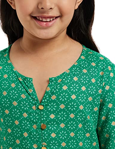 Image of Amazon Brand - Jam & Honey Rayon Girl Festive Printed Salwar Suit Set Which Is Both Comfortable And Stylish